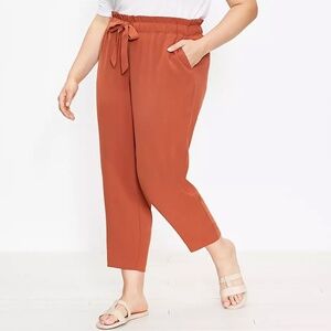 LOFT: Tie-Waist Rust Tapered Pants
